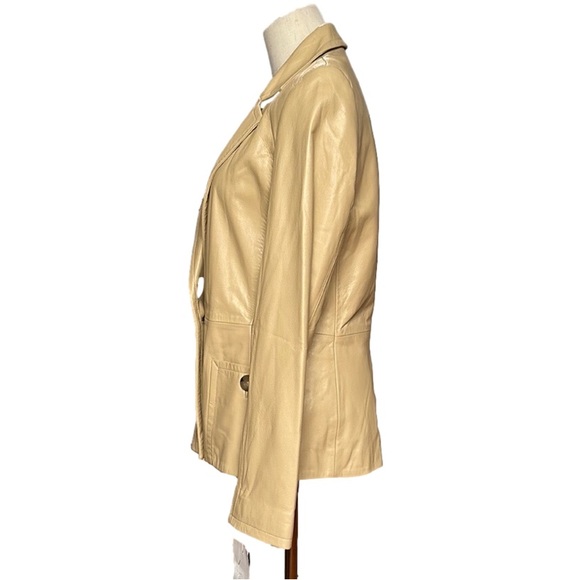 Dana Buchman Lambskin Blazer Two Pockets Fully Lined Tan/Light Beige  6 - Picture 3 of 14